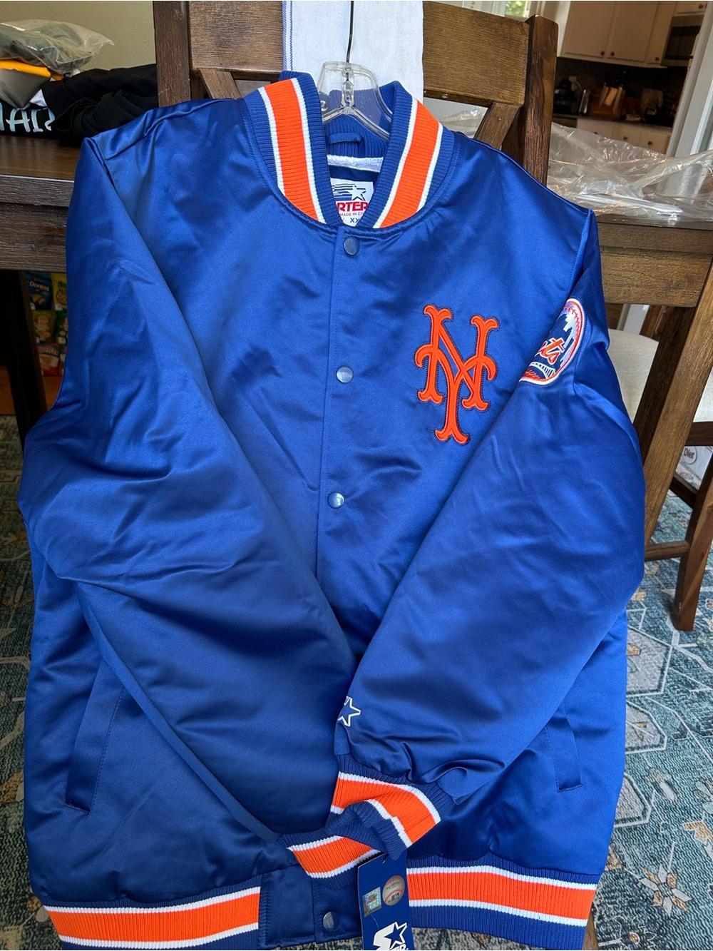 Starter MENS NEW YORK METS SATIN VARSITY JACKET